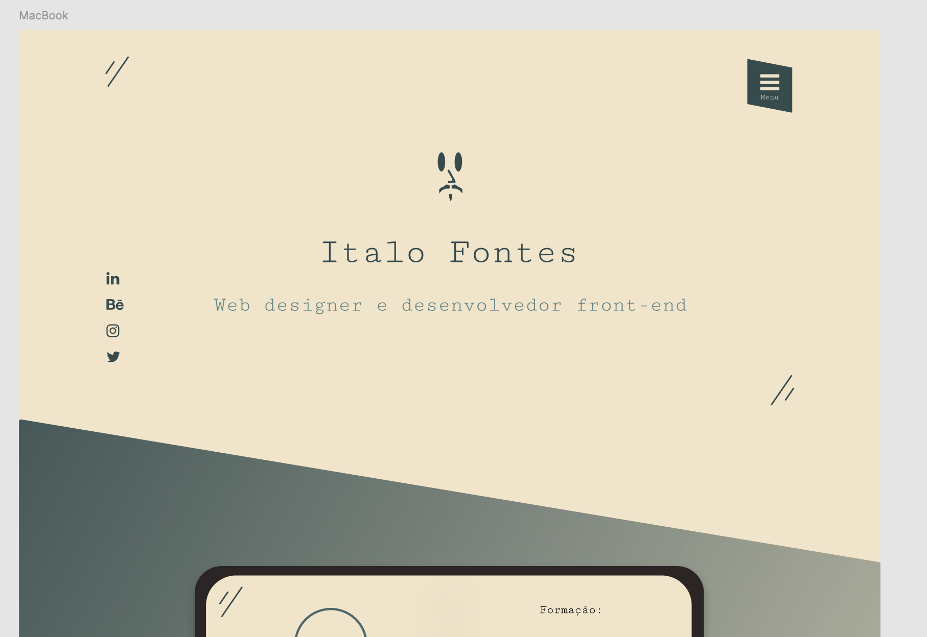 First portfolio layout on Figma printscreen